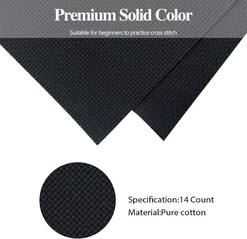 Zhenqing Black 14-Count Aida Cloth for Cross Stitch -Oversized 39x59Inches (100x150cm) Pre-Cut Embroidery Fabric -ProfessionalGrade Cotton Craft Supplies for DlY Needlework Projects - Image 5